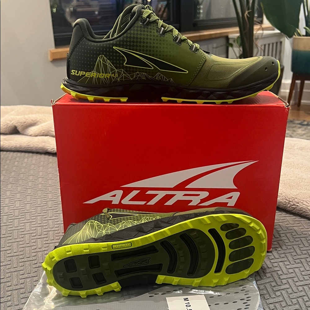 Altra Men's Superior 5 Trail Shoes - Olive and Lime